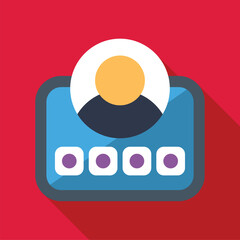Poster - user profile interface showing account login with password dots, concept for access, security, login