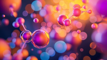 Molecular Structure with Colorful Bokeh Background