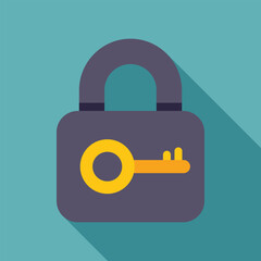 Poster - This flat design icon features a padlock displaying a key, symbolizing security and safety