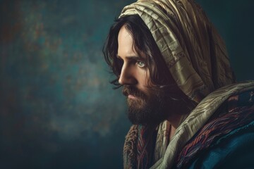 Aufkleber - A man with a beard and scarf, possibly outdoors or in a casual setting