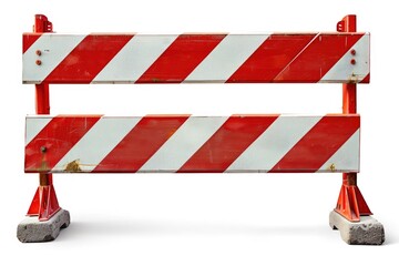 Poster - A close-up view of a red and white barricade with details visible
