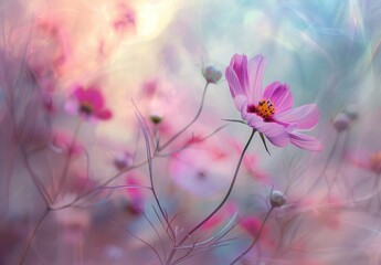 Canvas Print - Soft Pink Cosmos Flower