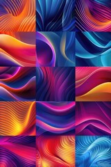 Poster - Ocean waves with different colors, great for beach or water theme illustrations