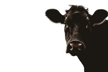 Poster - A close-up image of a cow's face in black and white, great for editorial or agricultural use