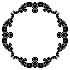 Canvas Print - Vintage decorative frame. Medieval old Russian folk style. Black and white silhouette.