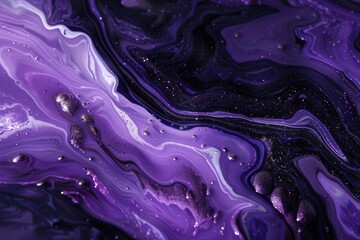 Poster - A close-up shot of an abstract art piece featuring purple and black liquid paint