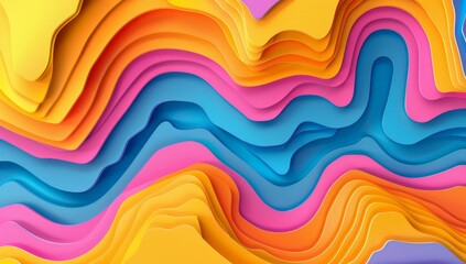 Poster - A colorful abstract background with waves of different colors. AI.