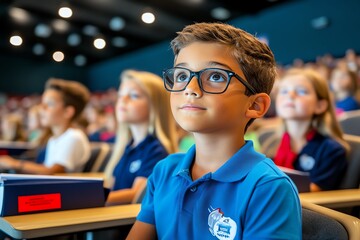 Poster - Constitution Commemoration Day in Arizona with a focus on civic education in schools, captured in a photo where students participate in interactive lessons about the Constitution, engaging in