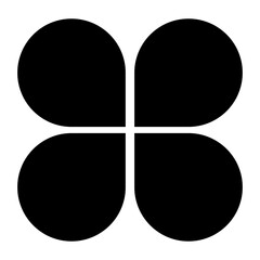 Poster - Abstract geometric icon. Four black petal shapes. Circular and square combination. Simple vector symbol.