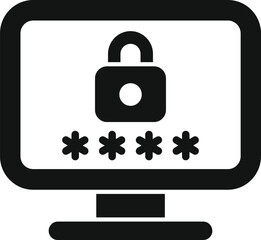 Poster - simple vector showing a computer screen displaying password protected access with a padlock icon