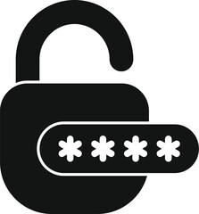 Sticker - Opened padlock with password showing access to private data representing online security