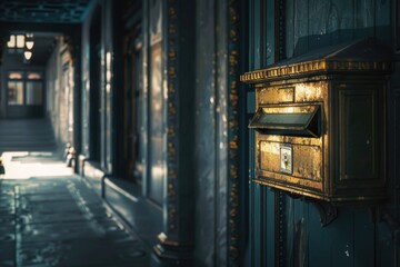 Aufkleber - A simple mailbox attached to the exterior wall of a building, suitable for use in urban or suburban settings