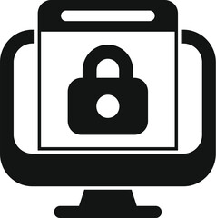 Fototapete - Simple icon of a computer screen displaying a padlock, representing online security and data protection