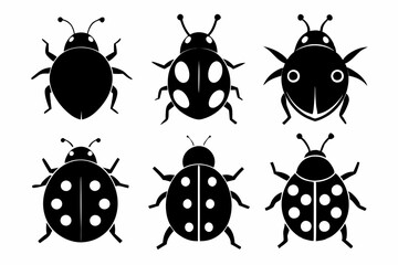 Wall Mural - 
ladybug set. Black silhouette ladybug vector illustration, set of coccinellidae silhouette
 