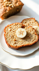 Wall Mural - Banana Bread with Walnuts and a Slice of Banana