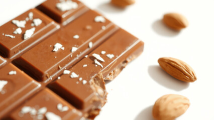 Sticker - Close-up of a milk chocolate bar with almonds