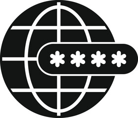 Aufkleber - Simple vector icon of a globe with a password field, representing global network security