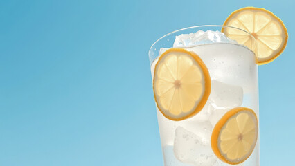 Poster - Cold Lemonade with Ice and Lemon Slices