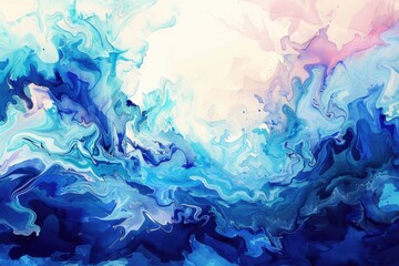 Poster - A vibrant abstract art piece featuring a blend of blue and pink hues