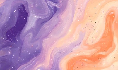 Wall Mural - Vibrant purple and orange background with swirling patterns of liquid-like shapes, Generative AI