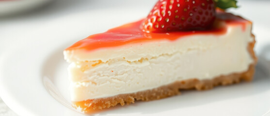 Canvas Print - Close-up of a slice of strawberry cheesecake