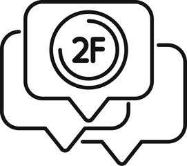 Poster - this icon of a chat bubble with 2f symbolizes two factor authentication, a security measure for mobi