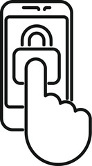 Poster - person is unlocking their smartphone using the fingerprint scanner for security access