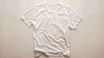 Canvas Print - A white T-shirt lying flat on a white surface, suitable for use in fashion or design contexts