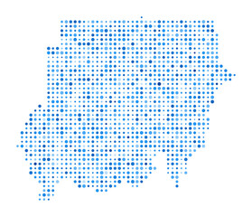 Poster - Sudan Dot Map. Country Digital Style Shape. Sudan vector image. Country shape blue circular dots. Artistic vector illustration.