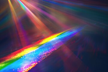 Poster - A vibrant rainbow colored light shining brightly on the ground, suitable for use in illustrations, presentations and designs