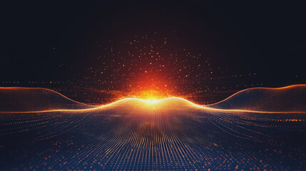 Wall Mural - bstract light explosion and network points, dot, earth's surface, digital background innovation netw