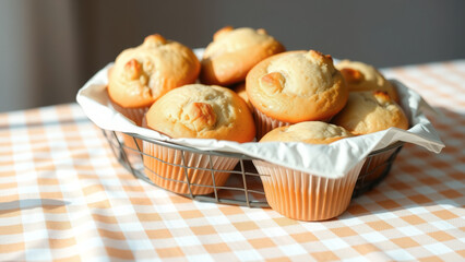 Poster - Freshly Baked Muffins in a Wire Basket