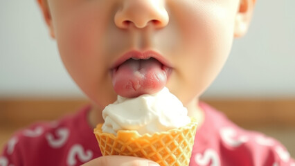 Poster - Close-Up of a Child Licking an Ice Cream Cone