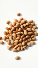 Wall Mural - Close Up of Raw Almonds on White Background