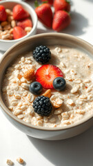 Wall Mural - Oatmeal with berries and nuts