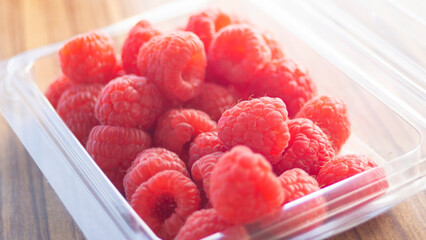 close up of fresh raspberries