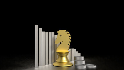 The gold knight chess for Business concept 3d rendering.