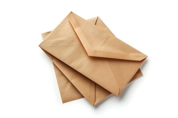 Aufkleber - Pile of brown envelopes on a clean white surface, ideal for business or personal use