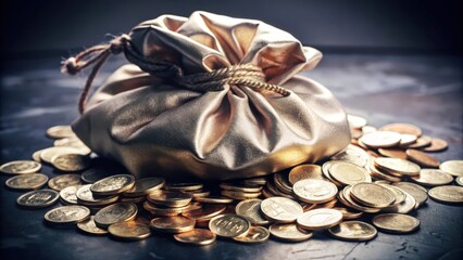 Canvas Print - A Golden Bag Spilling Out a Pile of Gold Coins