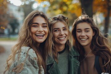 Poster - Group of friends standing next to each other, smiling and laughing