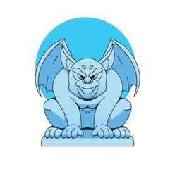 gargoyle statue decoration vector illustration cartoon culture building architecture flat isolation