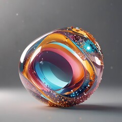 Glitter abstract glass shape, 3d render