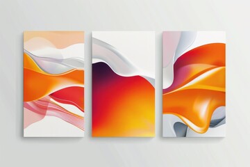 Poster - Three unique abstract art pieces featuring orange and white colors
