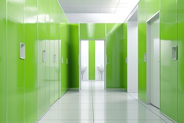 Poster - Hallway with green walls and white floors