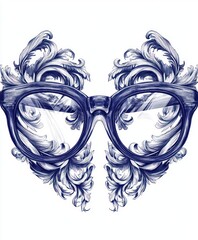 Wall Mural - A creative illustration of eyeglasses surrounded by ornate floral patterns.