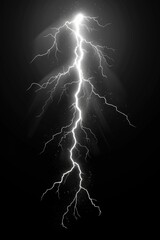 Poster - A striking black and white image of a lightning bolt against a dark sky