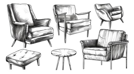 Wall Mural - A set of four chairs and a table