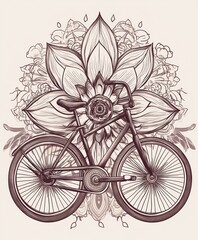 Poster - A stylized bicycle surrounded by intricate floral patterns.