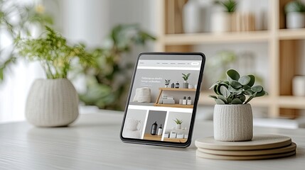 26. e-commerce website mockup on a mobile phone with product images, online shopping experience, res
