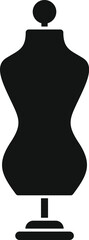 Sticker - Classic black mannequin for dressmaking standing on a support, isolated on white background